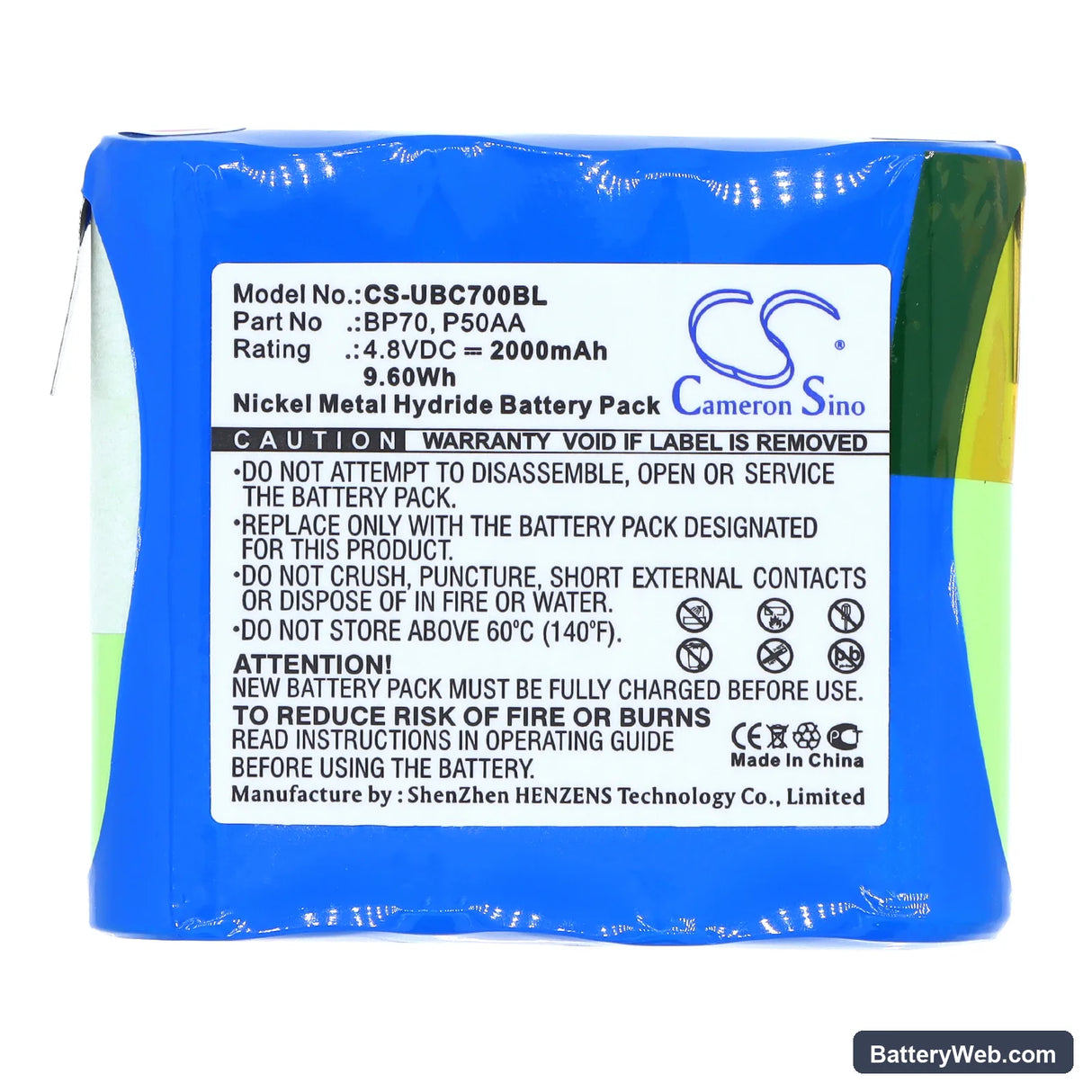 Uniden Bearcat BC70XLT Replacement Battery, 4.8V, 2000mAh, Ni-MH 3