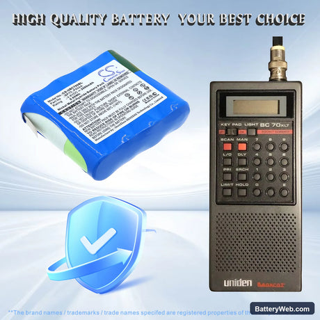 Uniden Bearcat BC70XLT Replacement Battery, 4.8V, 2000mAh, Ni-MH 4