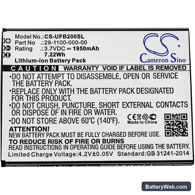 Ulefone Paris Lite Replacement Battery, 3.7V, 1950mAh, Li-ion 3