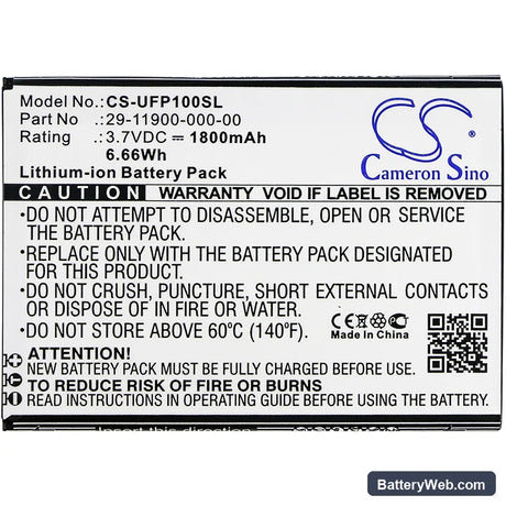 Ulefone Paris Replacement Battery, 3.7V, 1800mAh, Li-ion 3