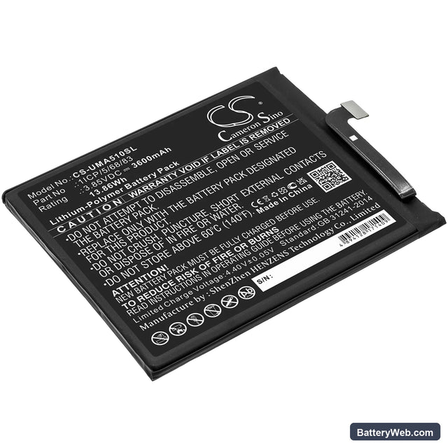 UMI UMIDIGI A5 Pro Replacement Battery, 3.85V, 3600mAh, Li-Polymer 1