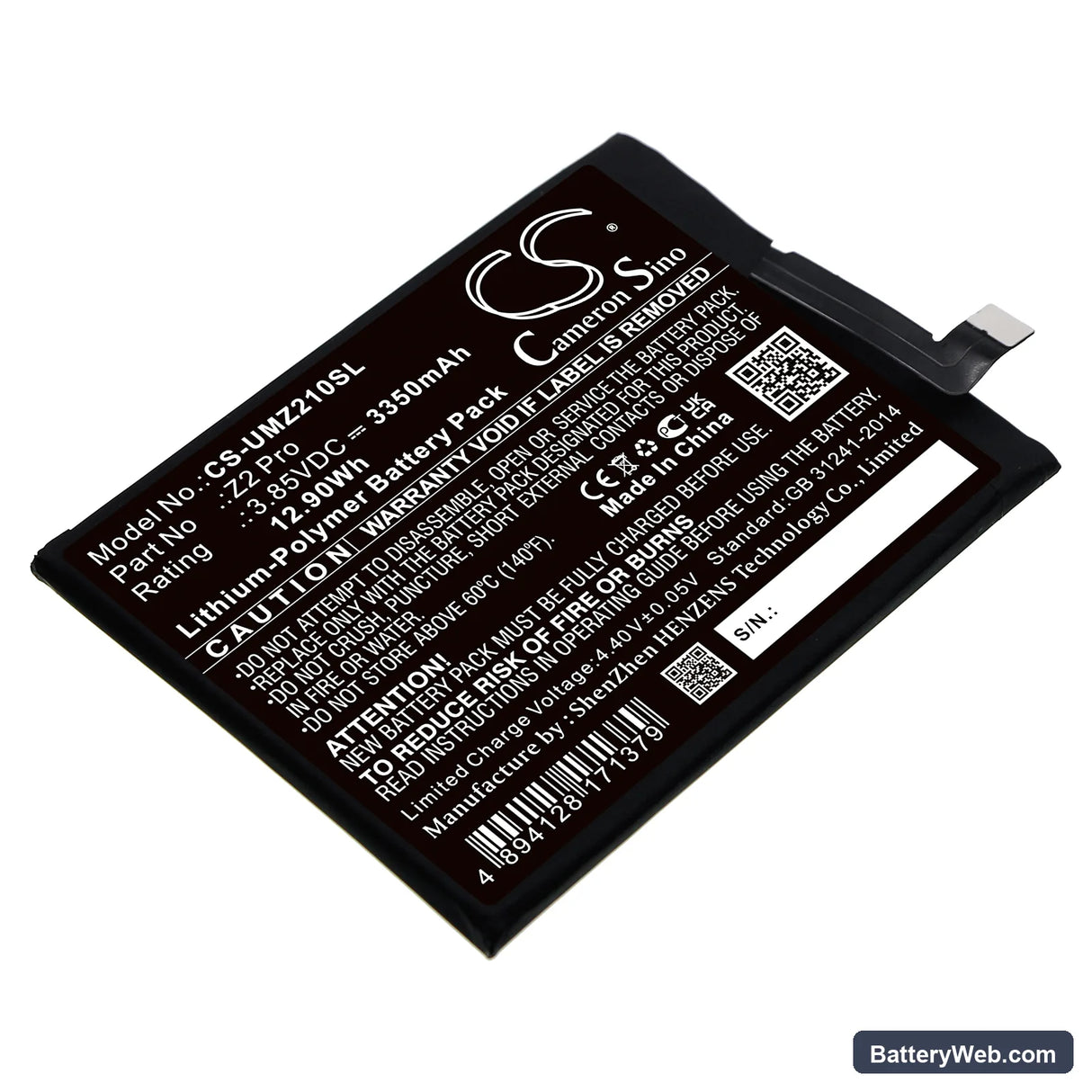 UMI UMIDIGI Z2 Pro Replacement Battery, 3.85V, 3350mAh, Li-Polymer 1