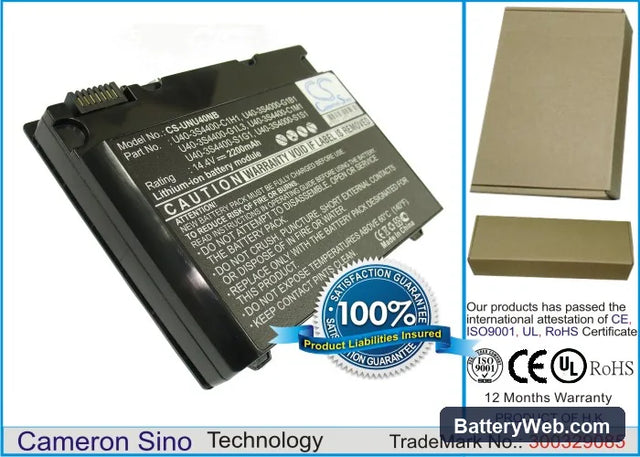 Fujitsu U40 Replacement Battery, 14.4V, 2200mAh, Li-ion 1