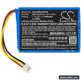 Uniden Atlantis 270 Replacement Battery, 7.4V, 1100mAh, Li-Polymer 3