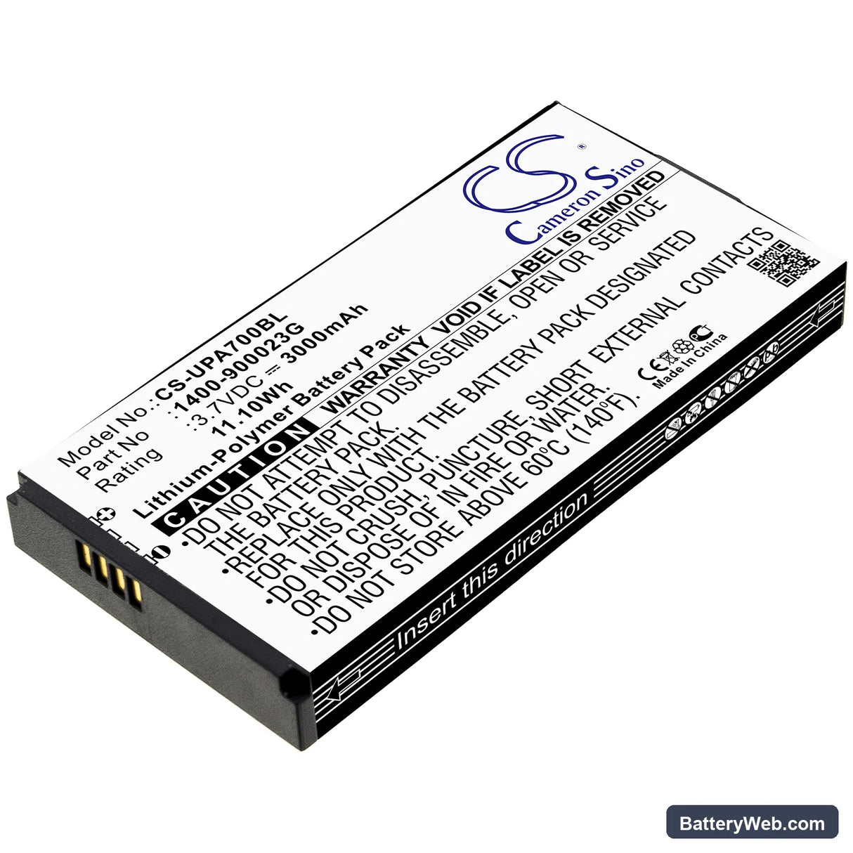 Wasp DR4 2D Replacement Battery, 3.7V, 3000mAh, Li-Polymer 1
