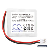 URA 140130 Replacement Battery, 3.6V, 300mAh, Ni-MH 3