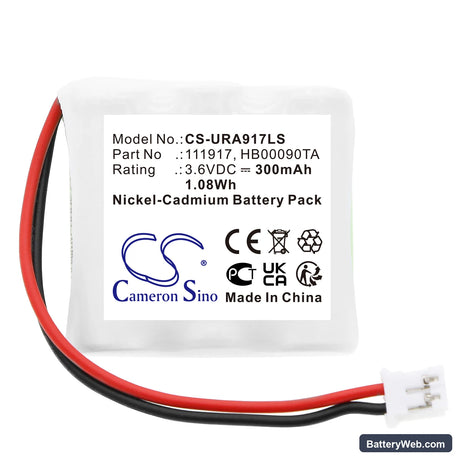 URA 140130 Replacement Battery, 3.6V, 300mAh, Ni-MH 3