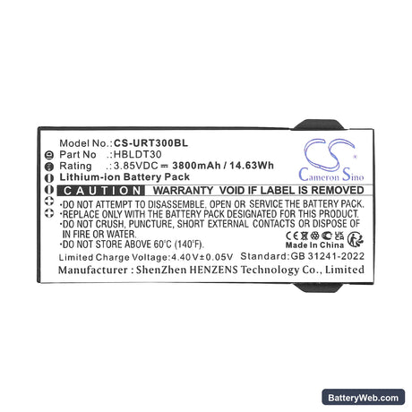 Urovo DT30 Replacement Battery, 3.85V, 3800mAh, Li-ion 5