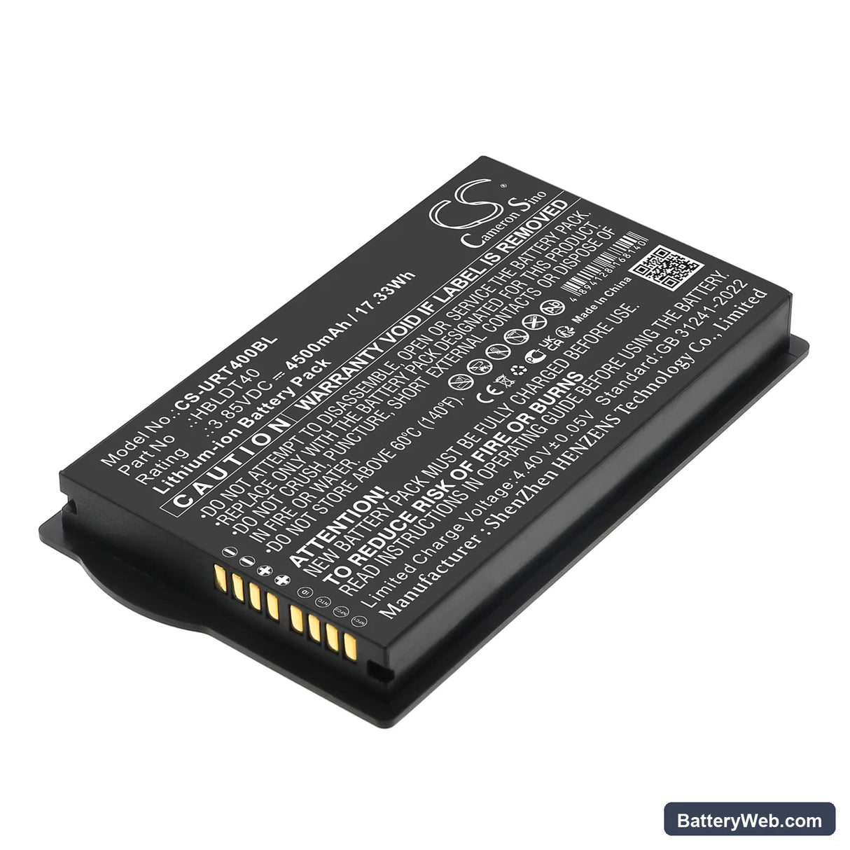 Urovo DT40 Replacement Battery, 3.85V, 4500mAh, Li-ion 1