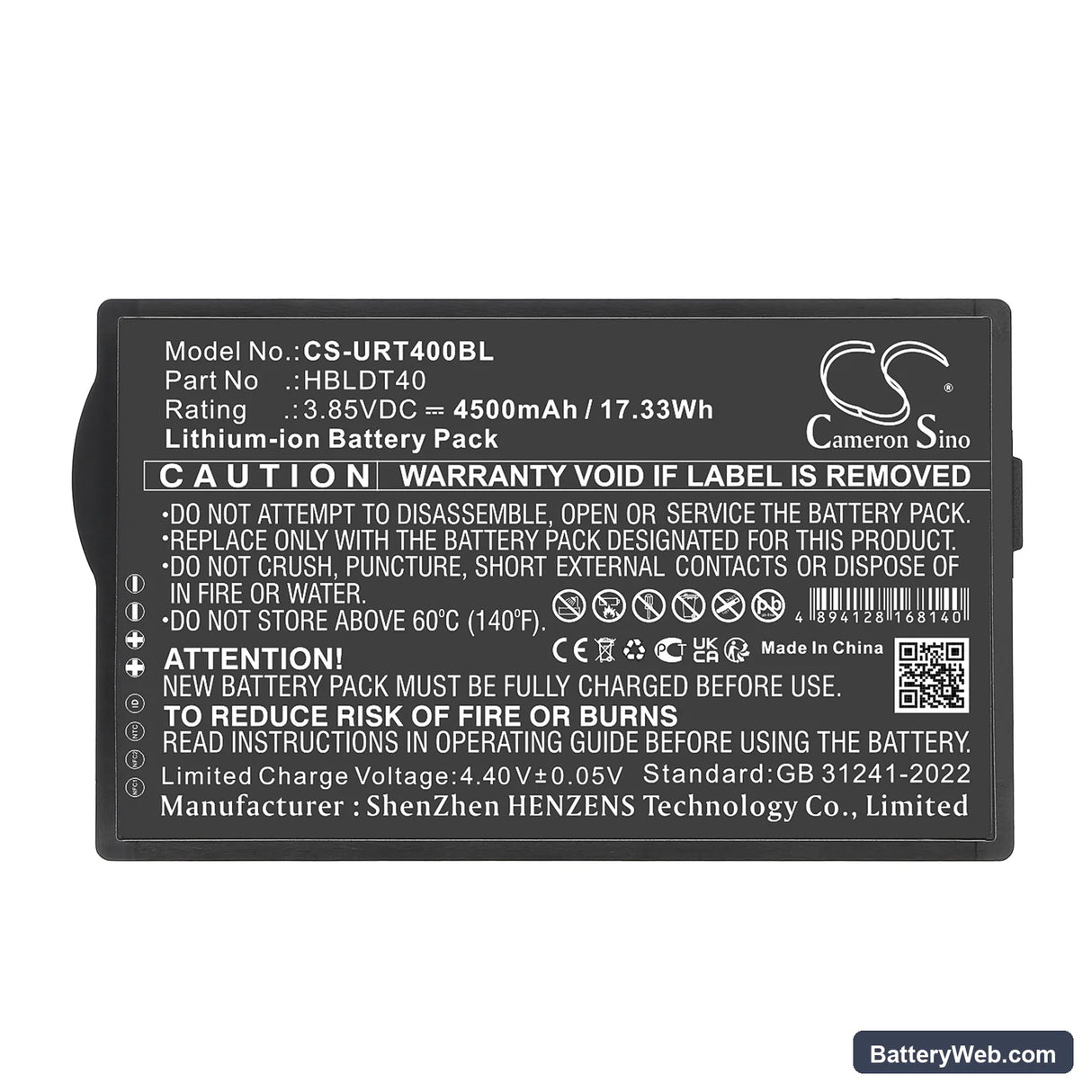 Urovo DT40 Replacement Battery, 3.85V, 4500mAh, Li-ion 5