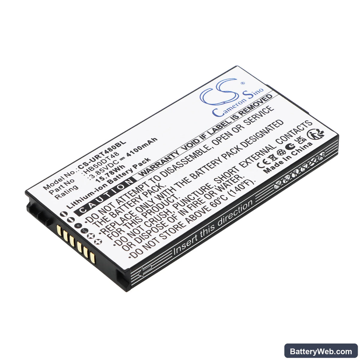 Urovo CT48 Replacement Battery, 3.85V, 4100mAh, Li-ion 1