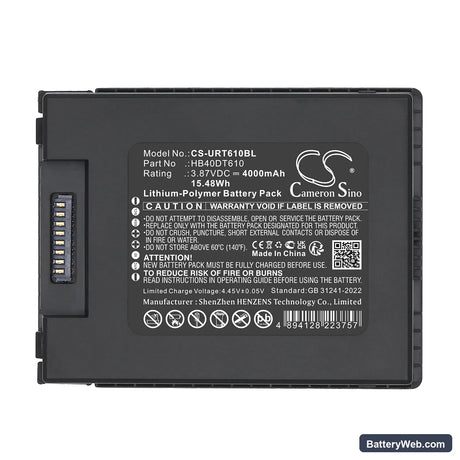 Urovo DT610 Replacement Battery, 3.87V, 4000mAh, Li-Polymer 5