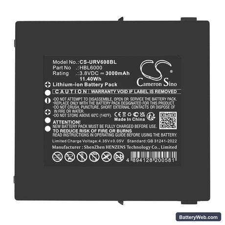Urovo i6080 Replacement Battery, 3.8V, 3000mAh, Li-ion 5
