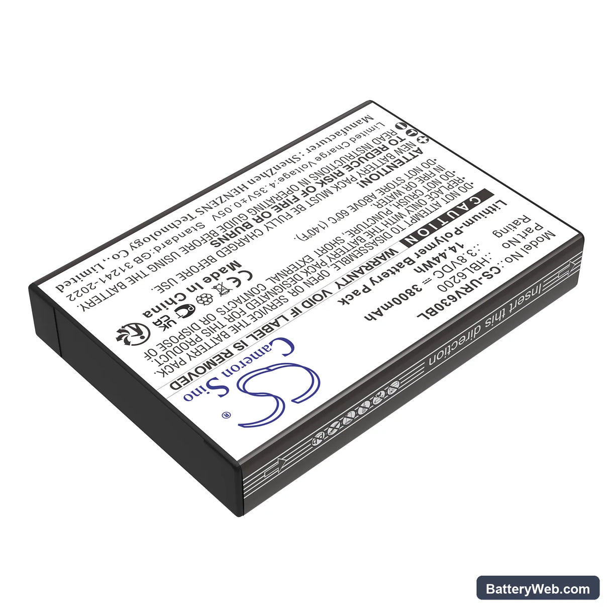 Urovo i6200S Replacement Battery, 3.8V, 3800mAh, Li-Polymer 2