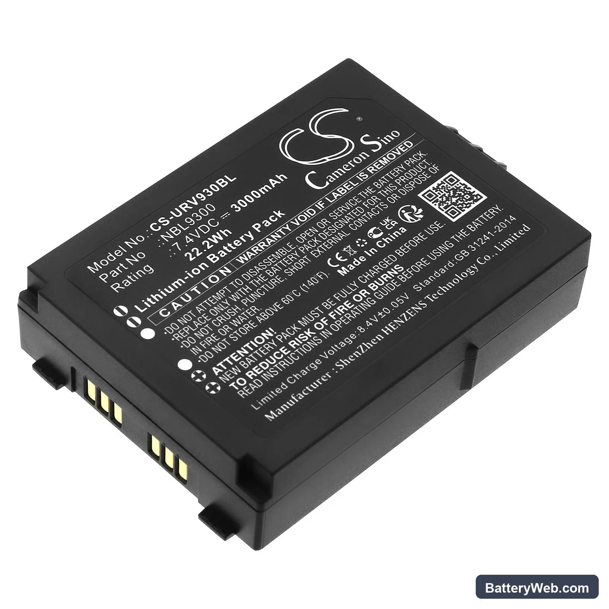 Urovo NBL9300 Replacement Battery, 7.4V, 3000mAh, Li-ion 1