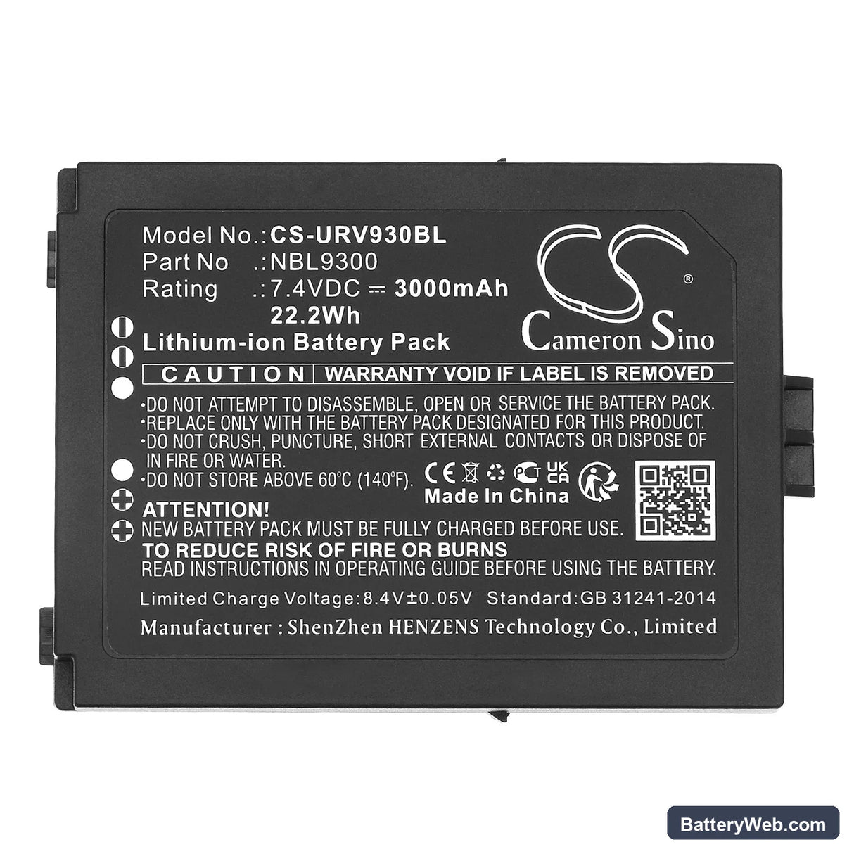 Urovo NBL9300 Replacement Battery, 7.4V, 3000mAh, Li-ion 5