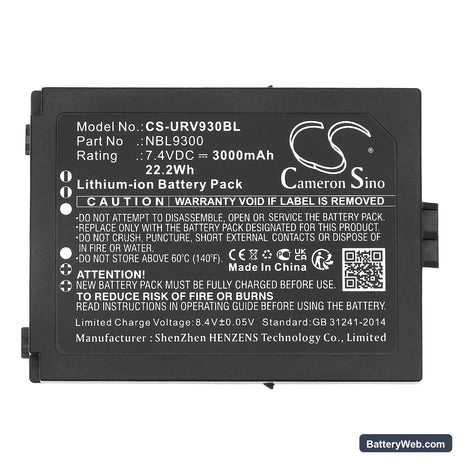 Urovo NBL9300 Replacement Battery, 7.4V, 3000mAh, Li-ion 5