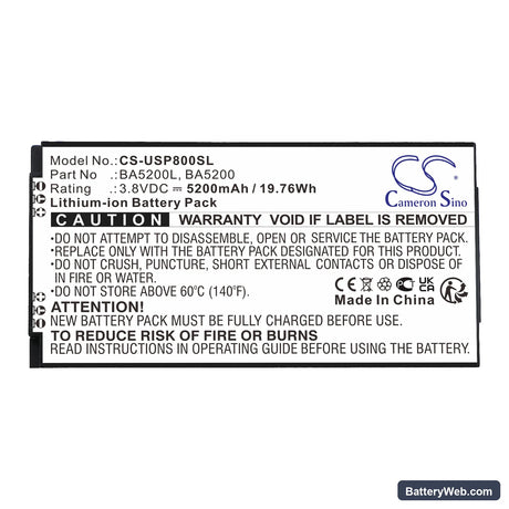 UniStrong P8II E Replacement Battery, 3.8V, 5200mAh, Li-ion 3