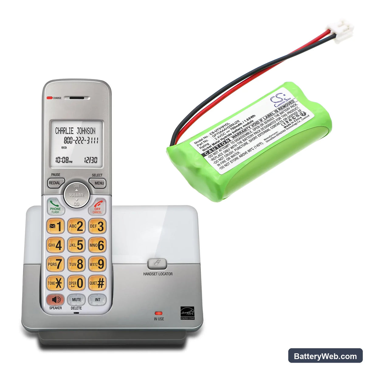 AT&T 3101 Replacement Battery, 2.4V, 700mAh, Ni-MH 6