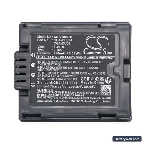 Hitachi DZ-MV730A Replacement Battery, 7.4V, 750mAh, Li-ion 5