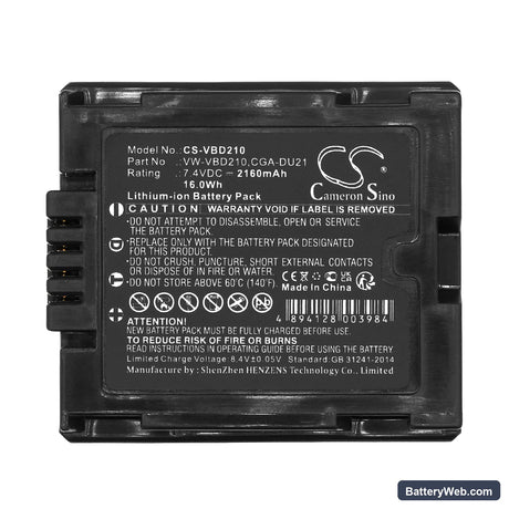Panasonic NV-GS100K Replacement Battery, 7.4V, 2160mAh, Li-ion 5