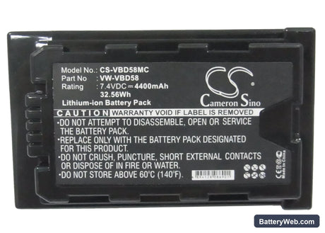Panasonic HDC-MDH2GK Replacement Battery, 7.4V, 4400mAh, Li-ion 5