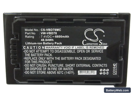 Panasonic HDC-MDH2GK Replacement Battery, 7.4V, 6600mAh, Li-ion 5