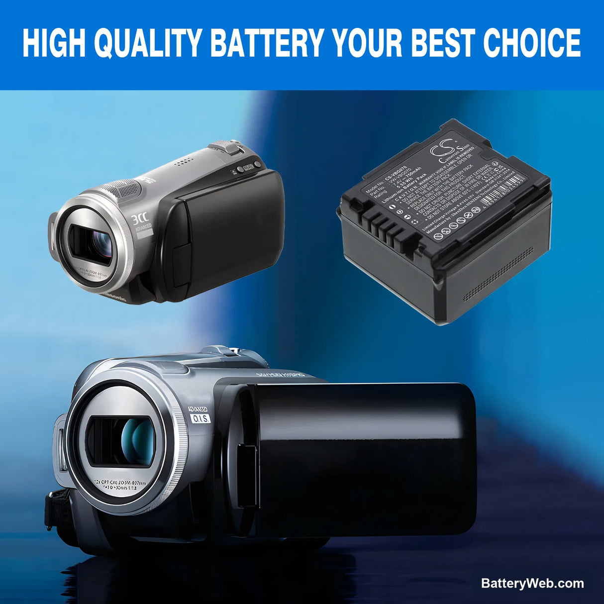 Panasonic HDC-SD9 Replacement Battery, 7.4V, 750mAh, Li-ion 6