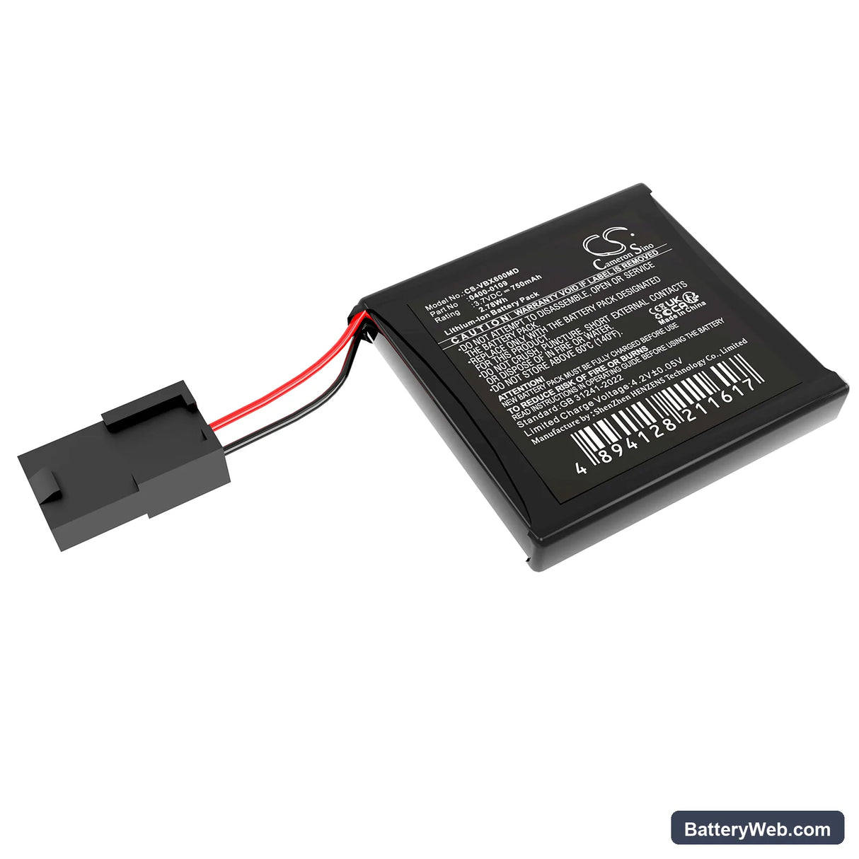 Verathon BVI 6100 Replacement Battery, 3.7V, 750mAh, Li-ion 1