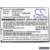 VeriFone CM5 Replacement Battery, 3.85V, 3200mAh, Li-Polymer 3