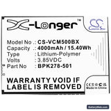 VeriFone CM5 Replacement Battery, 3.85V, 4000mAh, Li-Polymer 3