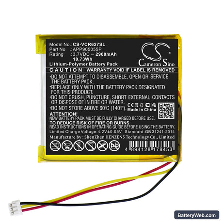 VentureCraft Vantam Piano Jazz Classic R627 Replacement Battery, 3.7V, 2900mAh, Li-Polymer 3