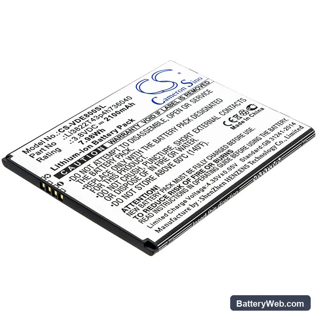 ZTE Tempo X Replacement Battery, 3.8V, 2100mAh, Li-ion 1