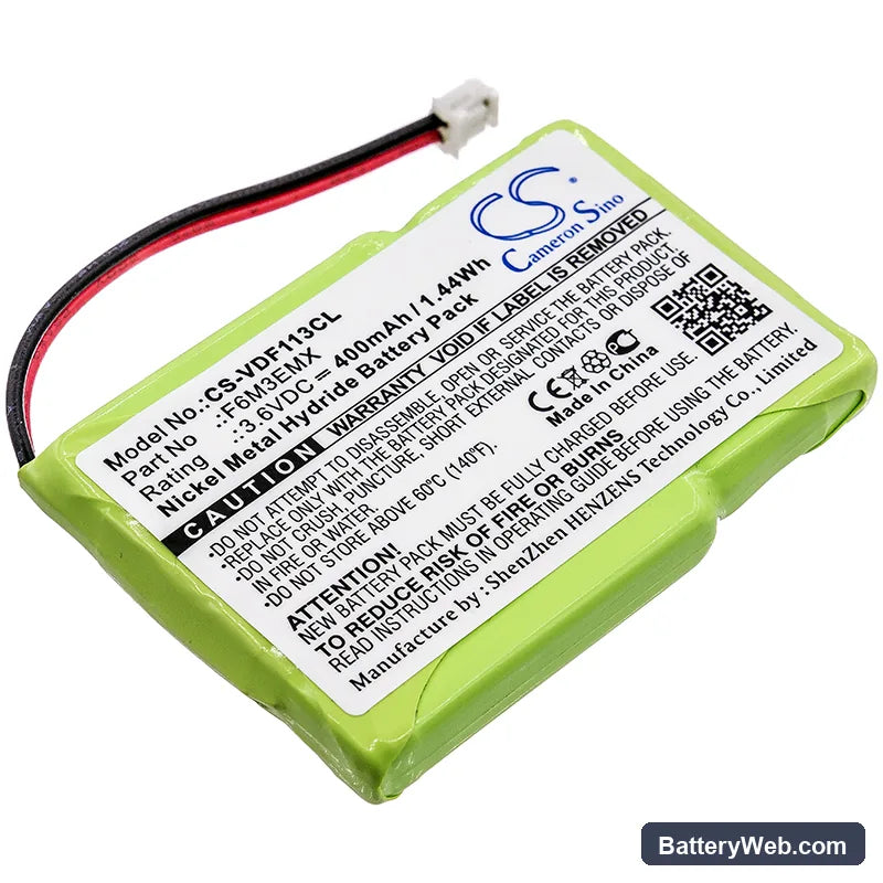Sanyo 36-A Replacement Battery, 3.6V, 400mAh, Ni-MH 1