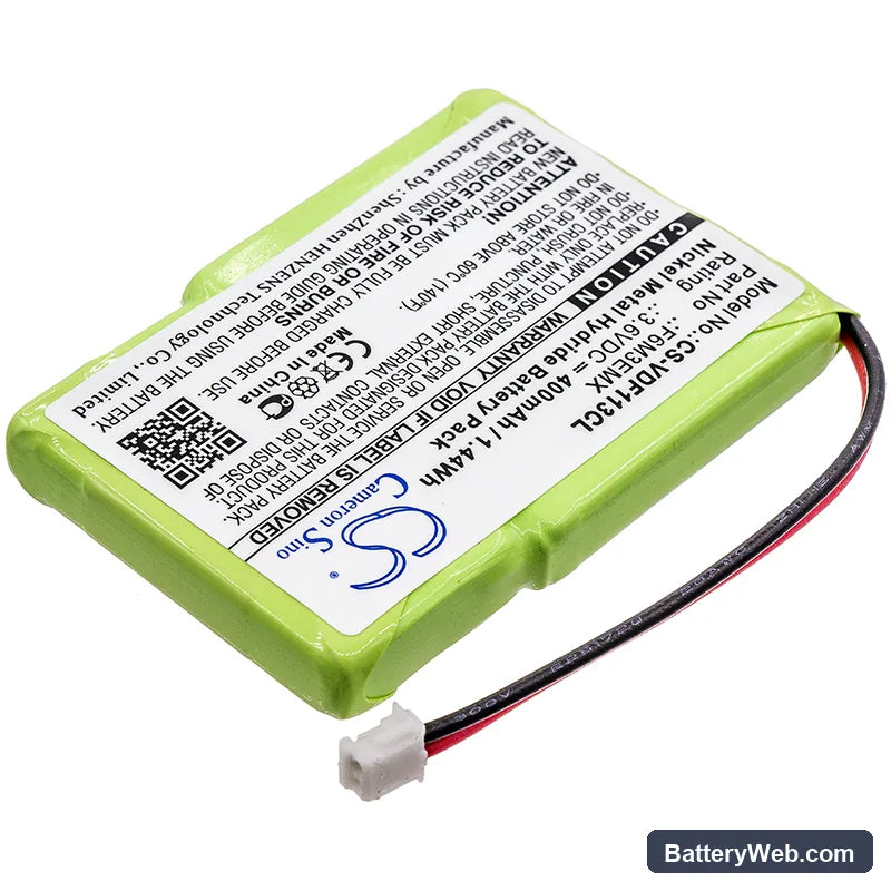 Sanyo 36-A Replacement Battery, 3.6V, 400mAh, Ni-MH 2