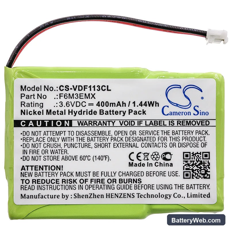 Sanyo 36-A Replacement Battery, 3.6V, 400mAh, Ni-MH 3