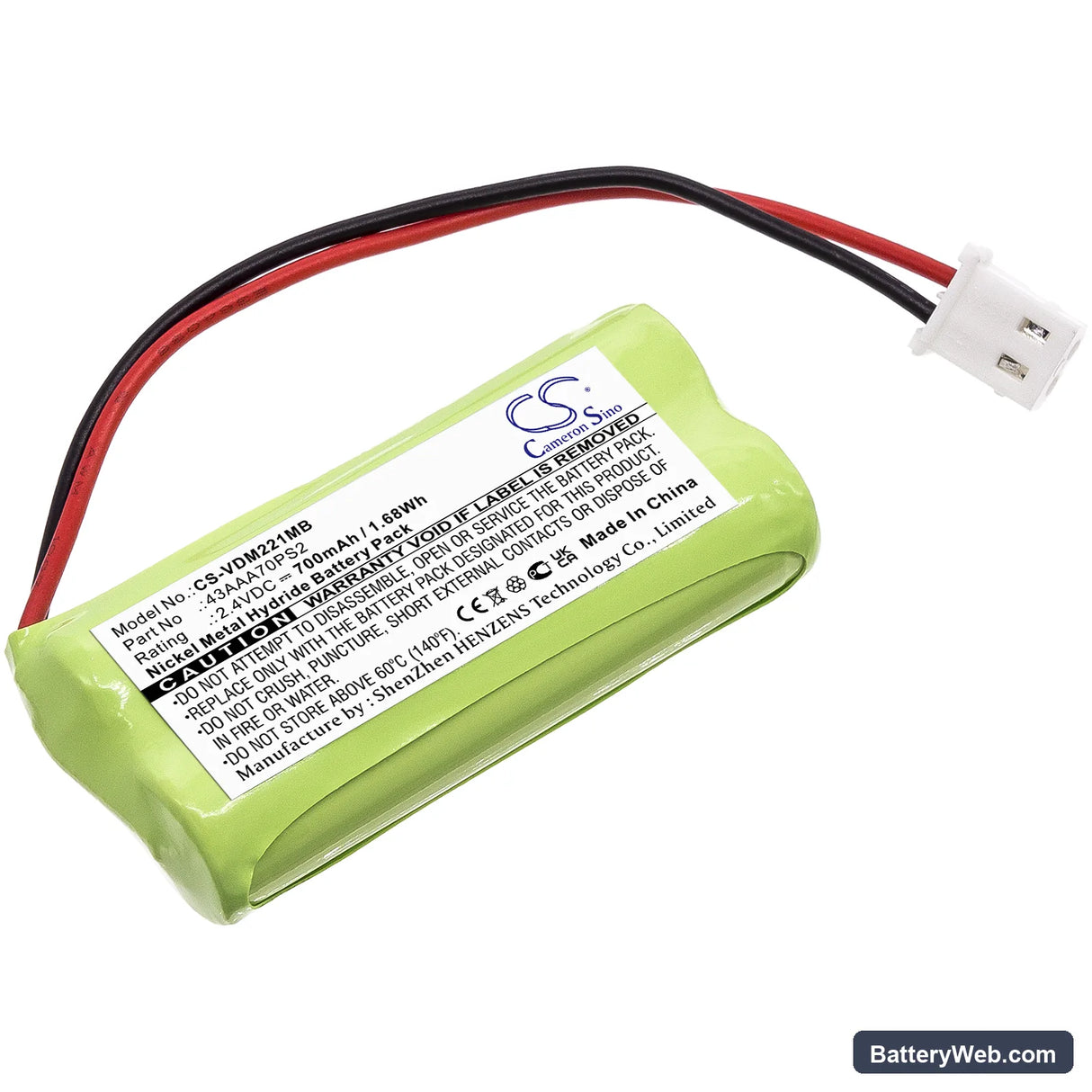 V Tech DM221 Replacement Battery, 2.4V, 700mAh, Ni-MH 1
