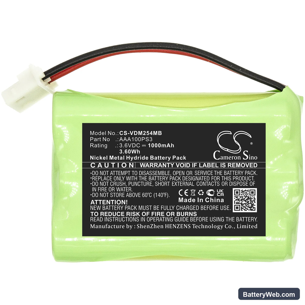 V Tech VM311 Replacement Battery, 3.6V, 1000mAh, Ni-MH 3