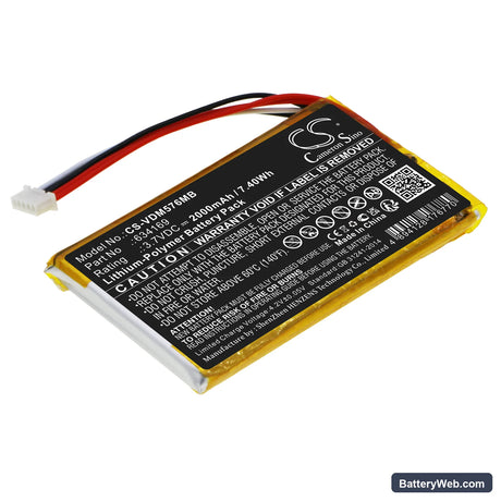 V Tech RM5764HD Replacement Battery, 3.7V, 2000mAh, Li-Polymer 1