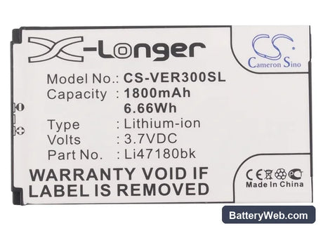 ViewSonic Q3 Replacement Battery, 3.7V, 1800mAh, Li-ion 5