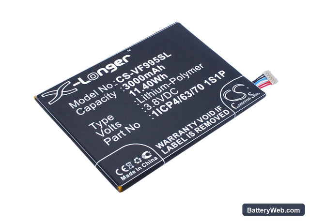 Vodafone Smart ultra 6 Replacement Battery, 3.8V, 3000mAh, Li-Polymer 1