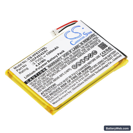 VeriFone e315 Replacement Battery, 3.7V, 1300mAh, Li-Polymer 1