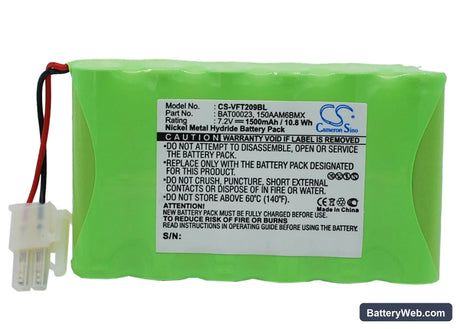 VeriFone Nurit 2085U Replacement Battery, 7.2V, 1500mAh, Ni-MH 5