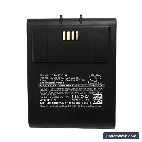 VeriFone Nurit 8020 Replacement Battery, 7.4V, 1800mAh, Lithium 3