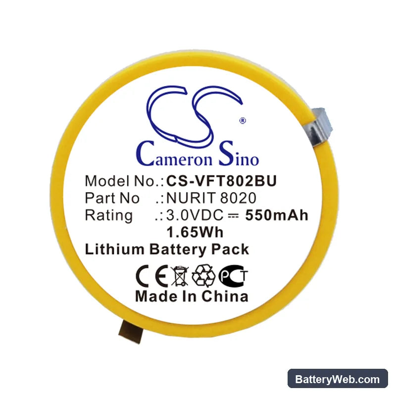 VeriFone NURIT 8020 Replacement Battery, 3V, 550mAh, Lithium 5
