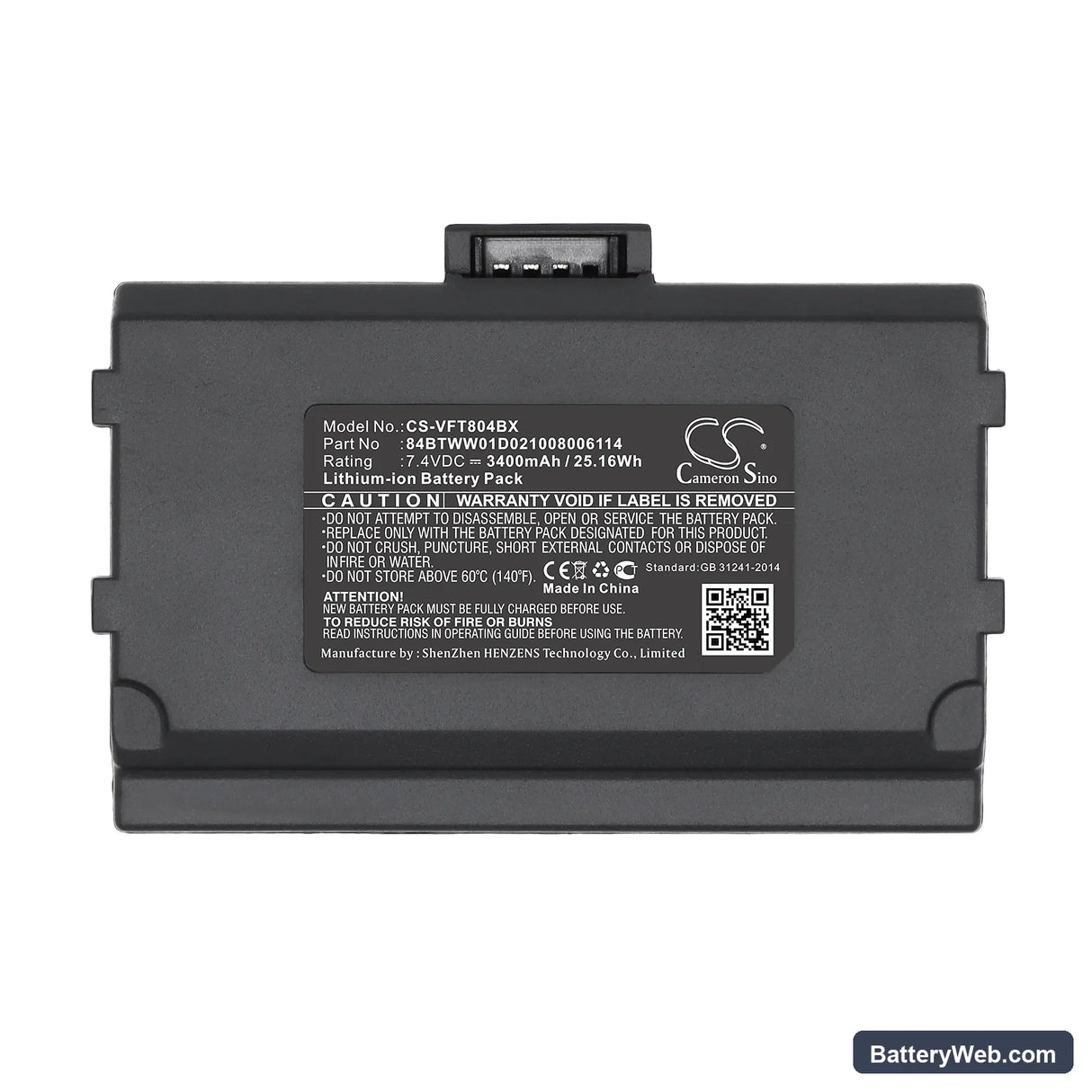 VeriFone Nurit 8040 Replacement Battery, 7.4V, 3400mAh, Li-ion 5