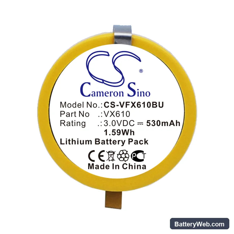 VeriFone VX610 Replacement Battery, 3V, 530mAh, Lithium 5