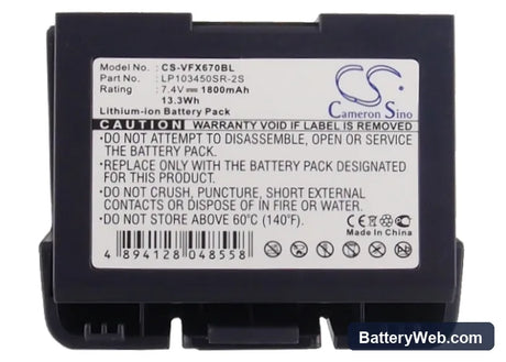 VeriFone VX670 Replacement Battery, 7.4V, 1800mAh, Li-ion 6