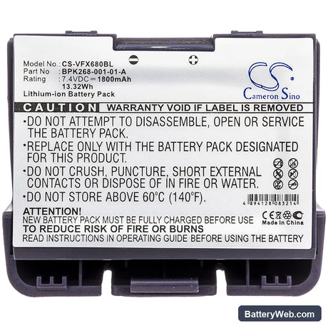 VeriFone VX680 Replacement Battery, 7.4V, 1800mAh, Li-ion 3