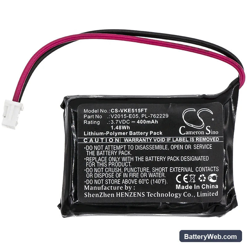 ViKLi E05 V2015 Replacement Battery, 3.7V, 400mAh, Li-Polymer 3